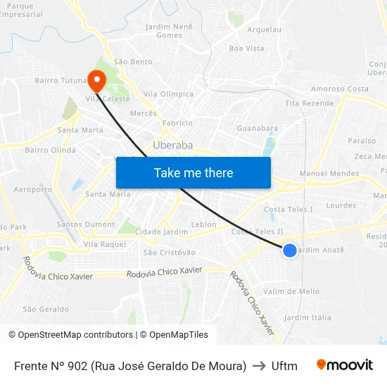 Frente Nº 902 (Rua José Geraldo De Moura) to Uftm map