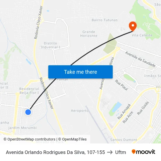 Avenida Orlando Rodrigues Da Silva, 107-155 to Uftm map