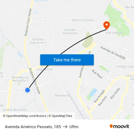 Avenida Américo Pessato, 185 to Uftm map