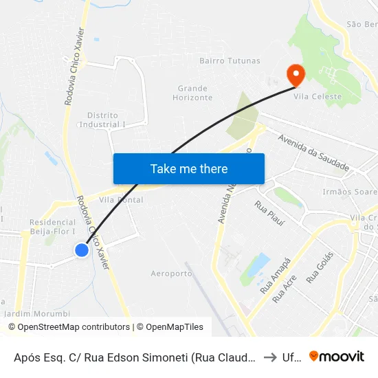 Após Esq. C/ Rua Edson Simoneti (Rua Claudio Talarico) to Uftm map