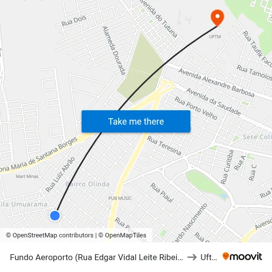 Fundo Aeroporto (Rua Edgar Vidal Leite Ribeiro) to Uftm map
