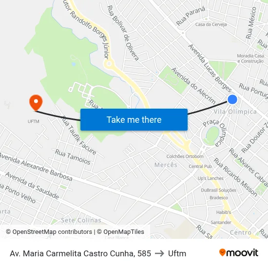 Av. Maria Carmelita Castro Cunha, 585 to Uftm map