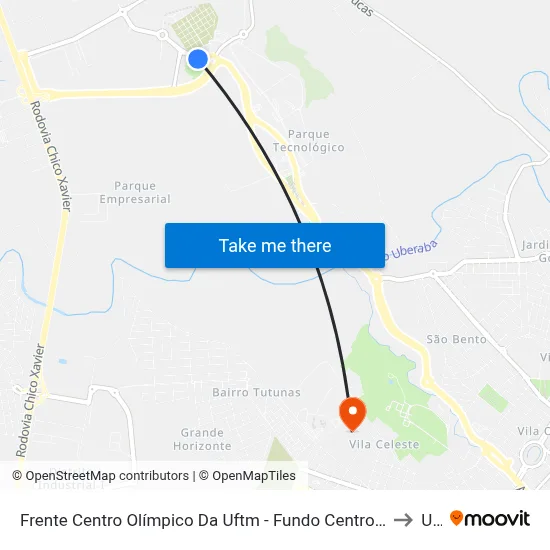 Frente Centro Olímpico Da Uftm - Fundo Centropark (Av. Doutor Randolfo Borges Júnior) to Uftm map