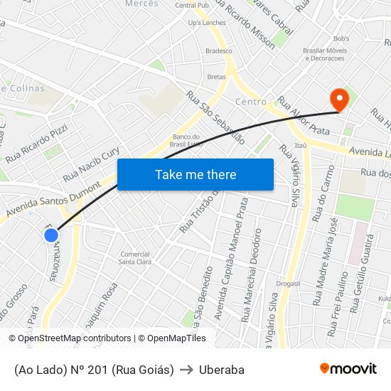(Ao Lado) Nº 201 (Rua Goiás) to Uberaba map