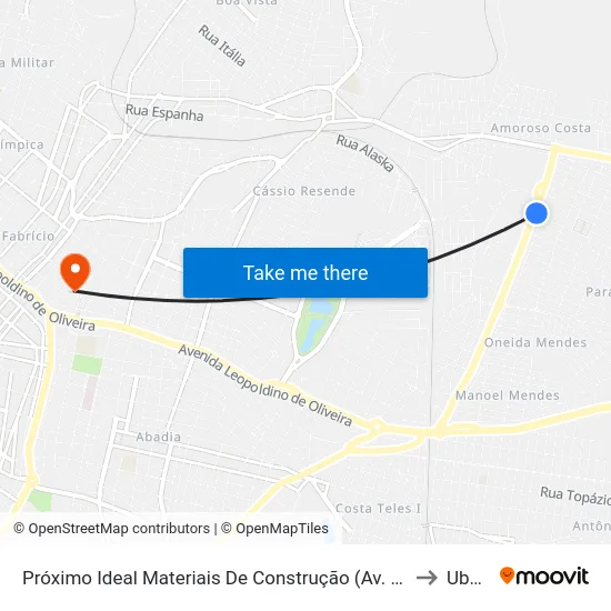 Próximo Ideal Materiais De Construção (Av. Nossa Senhora Do Desterro) to Uberaba map