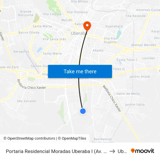 Portaria Residencial Moradas Uberaba I (Av. Geraldo Formiga Do Nascimento) to Uberaba map