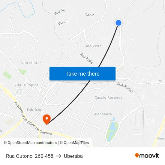 Rua Outono, 260-458 to Uberaba map