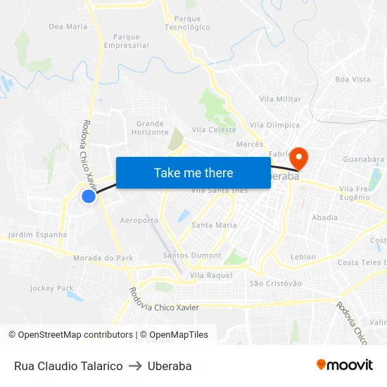 Rua Claudio Talarico to Uberaba map
