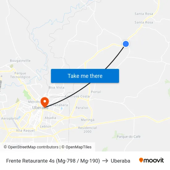 Frente Retaurante 4s (Mg-798 / Mg-190) to Uberaba map