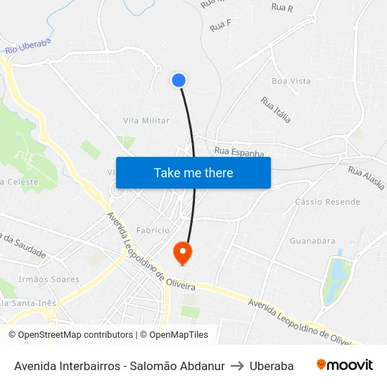 Avenida Interbairros - Salomão Abdanur to Uberaba map