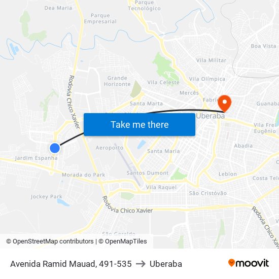 Avenida Ramid Mauad, 491-535 to Uberaba map