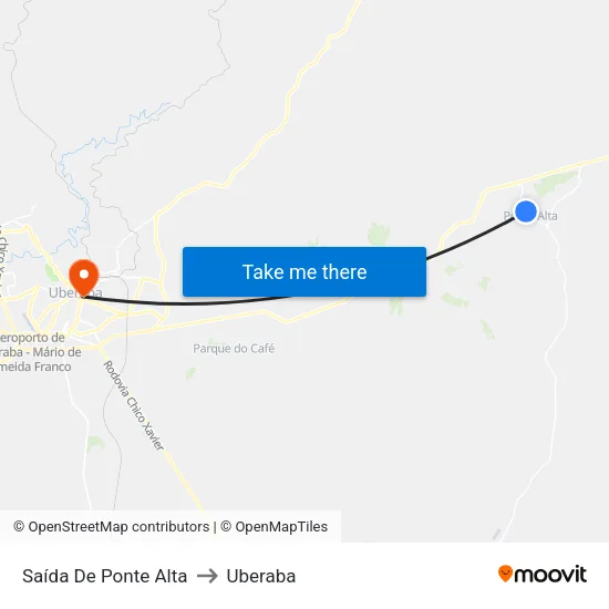 Saída De Ponte Alta to Uberaba map