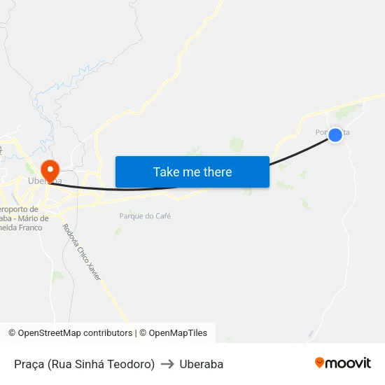 Praça (Rua Sinhá Teodoro) to Uberaba map