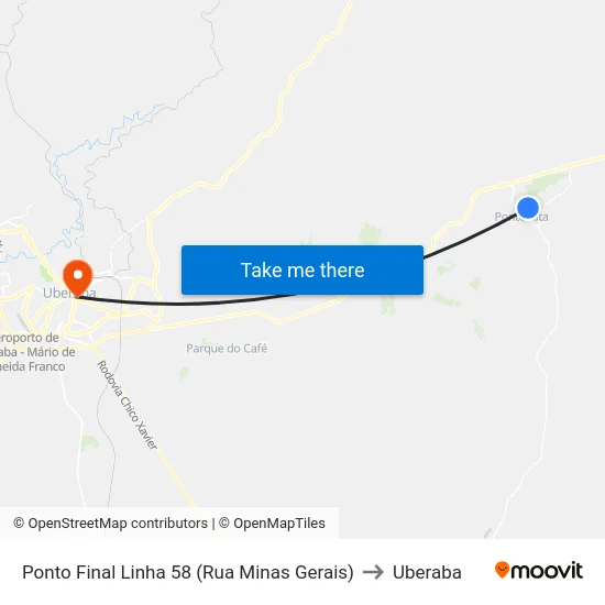 Ponto Final Linha 58 (Rua Minas Gerais) to Uberaba map