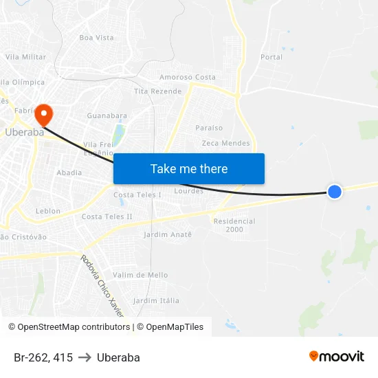 Br-262, 415 to Uberaba map