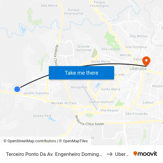 Terceiro Ponto Da Av. Engenheiro Domingos Varotto to Uberaba map