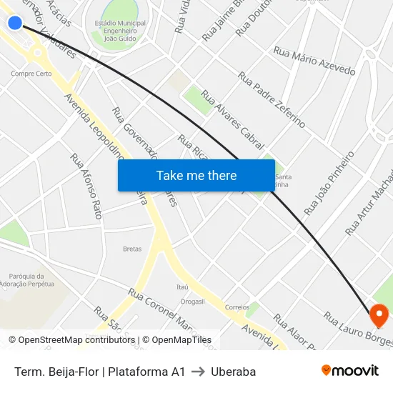 Term. Beija-Flor | Plataforma A1 to Uberaba map