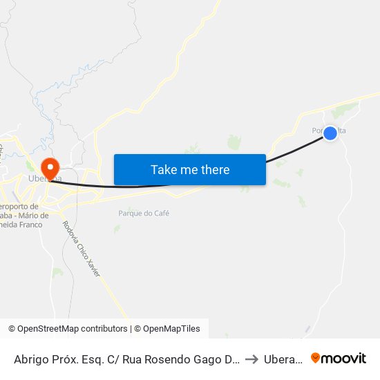 Abrigo Próx. Esq. C/ Rua Rosendo Gago Durão to Uberaba map