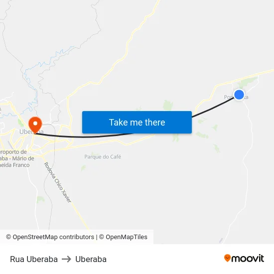 Rua Uberaba to Uberaba map
