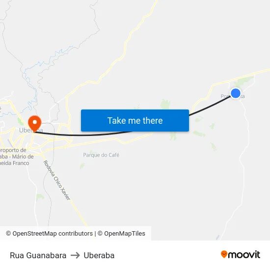 Rua Guanabara to Uberaba map