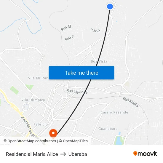 Residencial Maria Alice to Uberaba map
