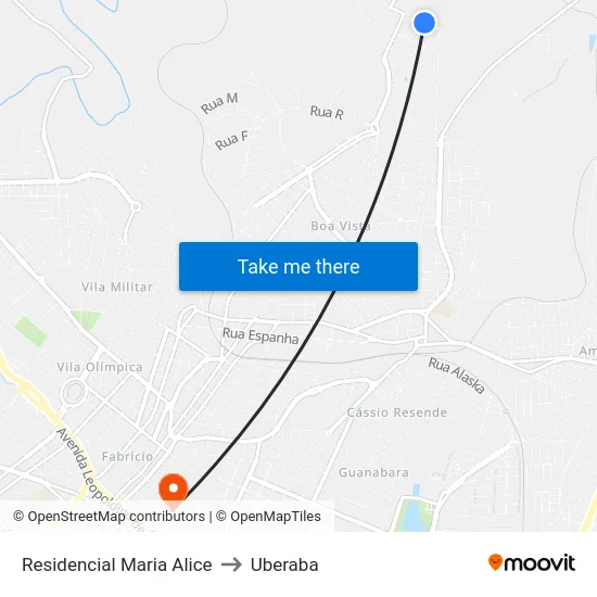 Residencial Maria Alice to Uberaba map
