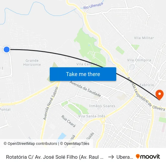 Rotatória C/ Av. José Solé Filho (Av. Raul Jardim) to Uberaba map