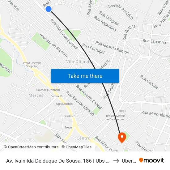 Av. Ivalnilda Delduque De Sousa, 186 | Ubs Tancredo Neves to Uberaba map