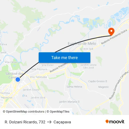 R. Dolzani Ricardo, 732 to Caçapava map