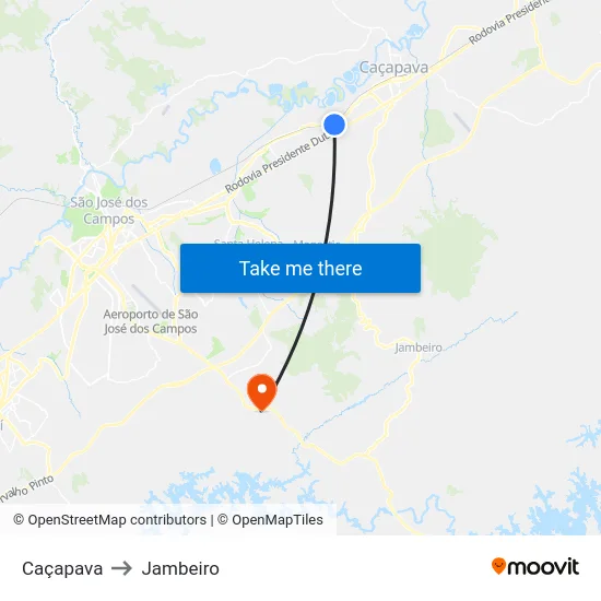 Caçapava to Jambeiro map