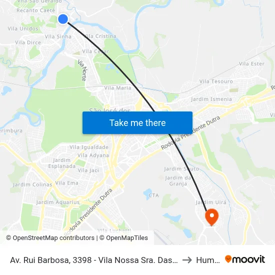 Av. Rui Barbosa, 3398 - Vila Nossa Sra. Das Gracas, São José Dos Campos to Humanitas map