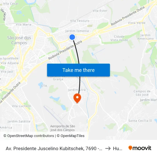 Av. Presidente Juscelino Kubitschek, 7690 - Vila Tatetuba, São José Dos Campos to Humanitas map