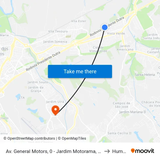 Av. General Motors, 0 - Jardim Motorama, São José Dos Campos to Humanitas map