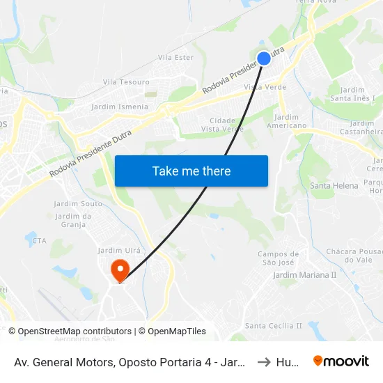 Av. General Motors, Oposto Portaria 4 - Jardim Sao Vicente, São José Dos Campos to Humanitas map