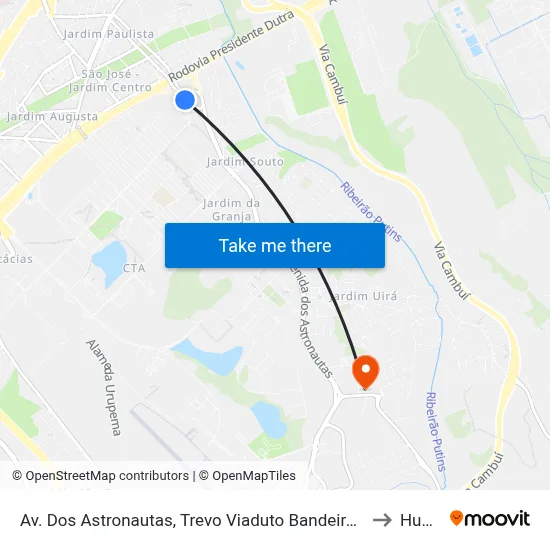 Av. Dos Astronautas, Trevo Viaduto Bandeirantes  - Campus Do Cta, São José Dos Campos to Humanitas map