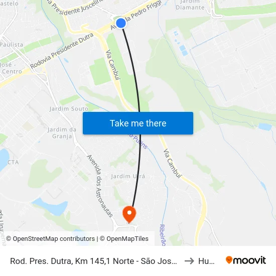 Rod. Pres. Dutra, Km 145,1 Norte - São José Dos Campos, Sp, 12230-002, Brasil to Humanitas map