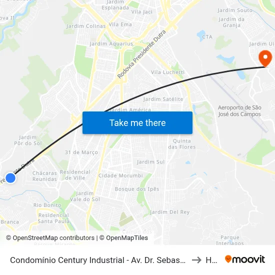 Condomínio Century Industrial - Av. Dr. Sebastião Henrique Da Cunha Pontes, 8500 - Chácaras Reunidas, São José Dos Campos to Humanitas map