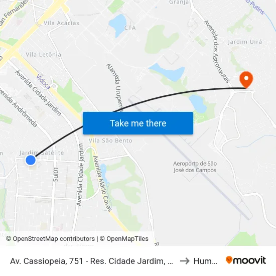 Av. Cassiopeia, 751 - Res. Cidade Jardim, São José Dos Campos to Humanitas map