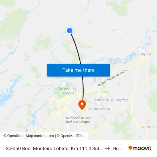 Sp-050 Rod. Monteiro Lobato, Km 111,4 Sul - São José Dos Campos, Sp, Brasil to Humanitas map