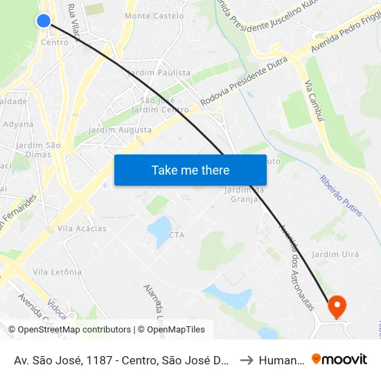 Av. São José, 1187 - Centro, São José Dos Campos to Humanitas map