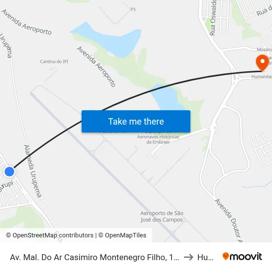 Av. Mal. Do Ar Casimiro Montenegro Filho, 1500 - Vila Sao Bento, São José Dos Campos to Humanitas map