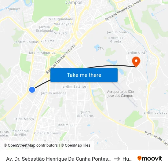 Av. Dr. Sebastião Henrique Da Cunha Pontes, 4810 - Parque Industrial, São José Dos Campos to Humanitas map