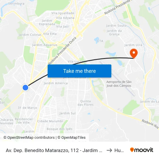 Av. Dep. Benedito Matarazzo, 112 - Jardim Das Industrias, São José Dos Campos to Humanitas map