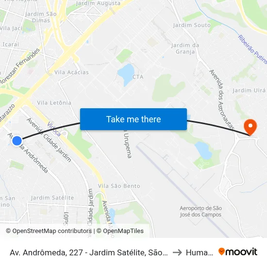 Av. Andrômeda, 227 - Jardim Satélite, São José Dos Campos to Humanitas map