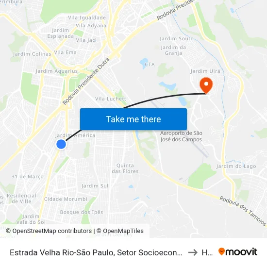 Estrada Velha Rio-São Paulo, Setor Socioeconômico 15, São José Dos Campos - São Paulo, 12235, Brasil - Parque Industrial, São José Dos Campos to Humanitas map