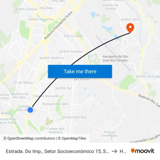 Estrada. Do Imp., Setor Socioeconômico 15, São José Dos Campos - São Paulo, Brasil - Cidade Morumbi, São José Dos Campos to Humanitas map
