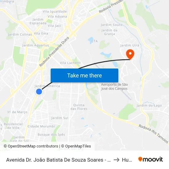 Avenida Dr. João Batista De Souza Soares - Jardim America, São José Dos Campos to Humanitas map
