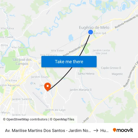 Av. Marilise Martins Dos Santos - Jardim Nossa Sra. Da Conceicao, São José Dos Campos to Humanitas map