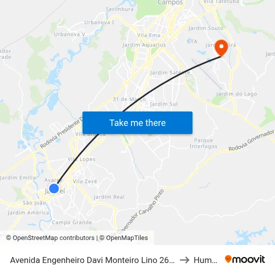 Avenida Engenheiro Davi Monteiro Lino 269-475 Jacareí - SP Brasil to Humanitas map