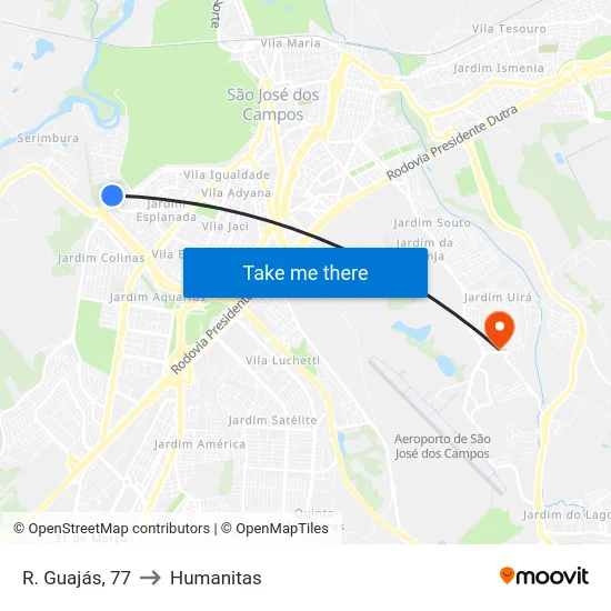 R. Guajás, 77 to Humanitas map
